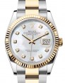 Product Image: Rolex Datejust 36 Yellow Gold/Steel White Mother of Pearl Diamond Dial & Fluted Bezel Oyster Bracelet 126233 - BRAND NEW