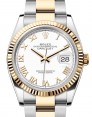 Product Image: Rolex Datejust 36 Yellow Gold/Steel White Roman Dial & Fluted Bezel Oyster Bracelet 126233 - BRAND NEW