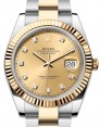 Product Image: Rolex Datejust 41 Yellow Gold/Steel Champagne Diamond Dial Fluted Bezel Oyster Bracelet 126333 - PRE OWNED