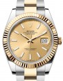 Product Image: Rolex Datejust 41 Yellow Gold/Steel Champagne Index Dial Fluted Bezel Oyster Bracelet 126333 - BRAND NEW