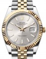 Product Image: Rolex Datejust 41 Yellow Gold/Steel Silver Index Dial Fluted Bezel Jubilee Bracelet 126333 - BRAND NEW