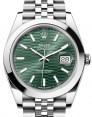 Product Image: Rolex Datejust 41 Stainless Steel Mint Green Fluted Motif Index Dial Smooth Bezel Jubilee Bracelet 126300 - BRAND NEW