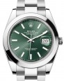 Product Image: Rolex Datejust 41 Stainless Steel Mint Green Index Dial Smooth Bezel Oyster Bracelet 126300 - BRAND NEW