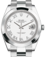 Product Image: Rolex Datejust 41 Stainless Steel White Roman Dial Smooth Bezel Oyster Bracelet 126300 - PRE-OWNED 