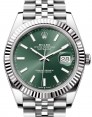 Product Image: Rolex Datejust 41 White Gold/Steel Mint Green Index Dial Fluted Bezel Jubilee Bracelet 126334 - BRAND NEW