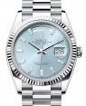 Product Image: Rolex Day-Date 36 Platinum Ice Blue Diamond Dial & Fluted Bezel President Bracelet 128236 - BRAND NEW