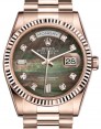 Product Image: Rolex Day-Date 36 Rose Gold Black Mother of Pearl Diamond Dial & Fluted Bezel President Bracelet 118235 - BRAND NEW
