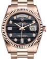 Product Image: Rolex Day-Date 36 Rose Gold Ferrite Diamond Dial & Fluted Bezel President Bracelet 118235 - BRAND NEW
