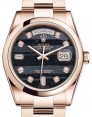 Product Image: Rolex Day-Date 36 Rose Gold Ferrite Diamond Dial & Smooth Domed Bezel Oyster Bracelet 118205 - BRAND NEW