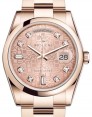 Product Image: Rolex Day-Date 36 Rose Gold Pink Jubilee Diamond Dial & Smooth Domed Bezel Oyster Bracelet 118205 - BRAND NEW