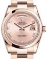 Product Image: Rolex Day-Date 36 Rose Gold Pink Roman Dial & Smooth Domed Bezel Oyster Bracelet 118205 - BRAND NEW