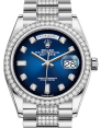 Product Image: Rolex Day-Date 36 White Gold Blue Ombre Diamond Dial & Diamond Bezel Diamond Set President Bracelet 128349RBR - BRAND NEW