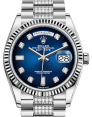 Product Image: Rolex Day-Date 36 White Gold Blue Ombre Diamond Dial & Fluted Bezel Diamond Set President Bracelet 128239 - BRAND NEW
