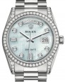 Product Image: Rolex Day-Date 36 White Gold Platinum Mother of Pearl with Oxford Motif Diamond Dial & Diamond Set Case & Bezel President Bracelet 118389 - BRAND NEW
