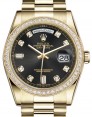 Product Image: Rolex Day-Date 36 Yellow Gold Black Diamond Dial & Diamond Bezel President Bracelet 118348 - BRAND NEW