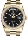 Product Image: Rolex Day-Date 36 Yellow Gold Black Index Dial & Diamond Bezel President Bracelet 118348 - BRAND NEW