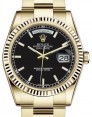 Product Image: Rolex Day-Date 36 Yellow Gold Black Index Dial & Fluted Bezel Oyster Bracelet 118238 - BRAND NEW