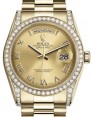 Product Image: Rolex Day-Date 36 Yellow Gold Champagne Roman Dial & Diamond Set Case & Bezel President Bracelet 118388 - BRAND NEW