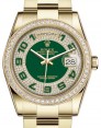 Product Image: Rolex Day-Date 36 Yellow Gold Green Diamond Paved Arabic Dial & Diamond Bezel Oyster Bracelet 118348 - BRAND NEW