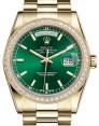 Product Image: Rolex Day-Date 36 Yellow Gold Green Index Dial & Diamond Bezel President Bracelet 118348 - BRAND NEW