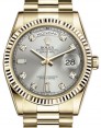 Product Image: Rolex Day-Date 36 Yellow Gold Silver Diamond Dial & Fluted Bezel President Bracelet 118238 - BRAND NEW