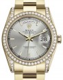 Product Image: Rolex Day-Date 36 Yellow Gold Silver Index Dial & Diamond Set Case & Bezel Oyster Bracelet 118388 - BRAND NEW