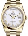 Product Image: Rolex Day-Date 36 Yellow Gold White Roman Dial & Smooth Domed Bezel President Bracelet 118208 - BRAND NEW