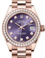 Product Image: Rolex Lady Datejust 28 Rose Gold Aubergine Diamond Dial & Diamond Bezel President Bracelet 279135RBR - BRAND NEW