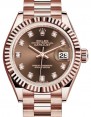 Product Image: Rolex Lady Datejust 28 Rose Gold Chocolate Diamond Dial & Fluted Bezel President Bracelet 279175 - BRAND NEW