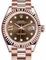 Product Image: Rolex Lady Datejust 28 Rose Gold Chocolate Diamond IX Dial & Fluted Bezel President Bracelet 279175 - BRAND NEW