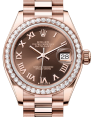Product Image: Rolex Lady Datejust 28 Rose Gold Chocolate Roman Dial & Diamond Bezel President Bracelet 279135RBR - BRAND NEW