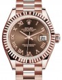 Product Image: Rolex Lady Datejust 28 Rose Gold Chocolate Roman Dial & Fluted Bezel President Bracelet 279175 - BRAND NEW