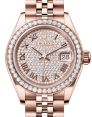 Product Image: Rolex Lady Datejust 28 Rose Gold Diamond Paved Roman Dial & Diamond Bezel Jubilee Bracelet 279135RBR - BRAND NEW