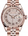 Product Image: Rolex Lady Datejust 28 Rose Gold Diamond Paved Roman Dial & Fluted Bezel Jubilee Bracelet 279175 - BRAND NEW