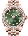 Product Image: Rolex Lady Datejust 28 Rose Gold Olive Green Diamond Dial & Diamond Bezel Jubilee Bracelet 279135RBR - BRAND NEW