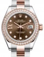 Product Image: Rolex Lady Datejust 28 Rose Gold/Steel Chocolate Diamond IX Dial & Diamond Bezel Oyster Bracelet 279381RBR - BRAND NEW