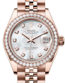 Product Image: Rolex Lady Datejust 28 Rose Gold White Mother of Pearl Diamond Dial & Diamond Bezel Jubilee Bracelet 279135RBR - BRAND NEW