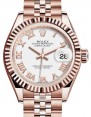 Product Image: Rolex Lady Datejust 28 Rose Gold White Roman Dial & Fluted Bezel Jubilee Bracelet 279175 - BRAND NEW