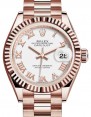 Product Image: Rolex Lady Datejust 28 Rose Gold White Roman Dial & Fluted Bezel President Bracelet 279175 - BRAND NEW