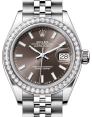 Product Image: Rolex Lady Datejust 28 White Gold/Steel Dark Grey Index Dial & Diamond Bezel Jubilee Bracelet 279384RBR - BRAND NEW