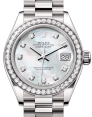 Product Image: Rolex Lady Datejust 28 White Gold White Mother of Pearl Diamond Dial & Diamond Bezel President Bracelet 279139RBR - BRAND NEW