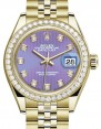 Product Image: Rolex Lady Datejust 28 Yellow Gold Lavender Diamond Dial & Diamond Bezel Jubilee Bracelet 279138RBR - BRAND NEW