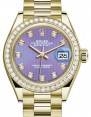 Product Image: Rolex Lady Datejust 28 Yellow Gold Lavender Diamond Dial & Diamond Bezel President Bracelet 279138RBR - BRAND NEW