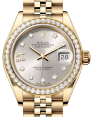 Product Image: Rolex Lady Datejust 28 Yellow Gold Silver Diamond IX Dial & Diamond Bezel Jubilee Bracelet 279138RBR - BRAND NEW