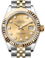 Product Image: Rolex Lady Datejust 28 Yellow Gold/Steel Champagne Diamond Dial & Fluted Bezel Jubilee Bracelet 279173 - BRAND NEW