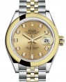Product Image: Rolex Lady Datejust 28 Yellow Gold/Steel Champagne Diamond Dial & Smooth Domed Bezel Jubilee Bracelet 279163 - BRAND NEW