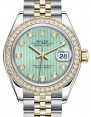 Product Image: Rolex Lady Datejust 28 Yellow Gold/Steel Mint Green Diamond Dial & Diamond Bezel Jubilee Bracelet 279383RBR - BRAND NEW