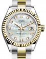 Product Image: Rolex Lady Datejust 28 Yellow Gold/Steel White Mother of Pearl Diamond Dial & Fluted Bezel Oyster Bracelet 279173 - BRAND NEW
