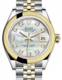Product Image: Rolex Lady Datejust 28 Yellow Gold/Steel White Mother of Pearl Diamond Dial & Smooth Domed Bezel Jubilee Bracelet 279163 - BRAND NEW