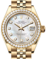 Product Image: Rolex Lady Datejust 28 Yellow Gold White Mother of Pearl Diamond Dial & Diamond Bezel Jubilee Bracelet 279138RBR - BRAND NEW